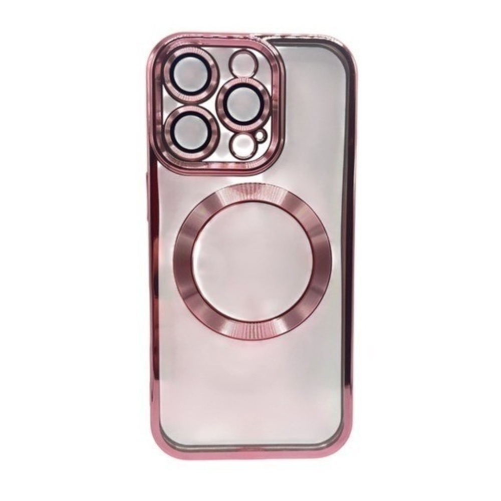 iPhone 16 Pro Max Clear Protective Case Pink Metallic Trim‎ NEW
